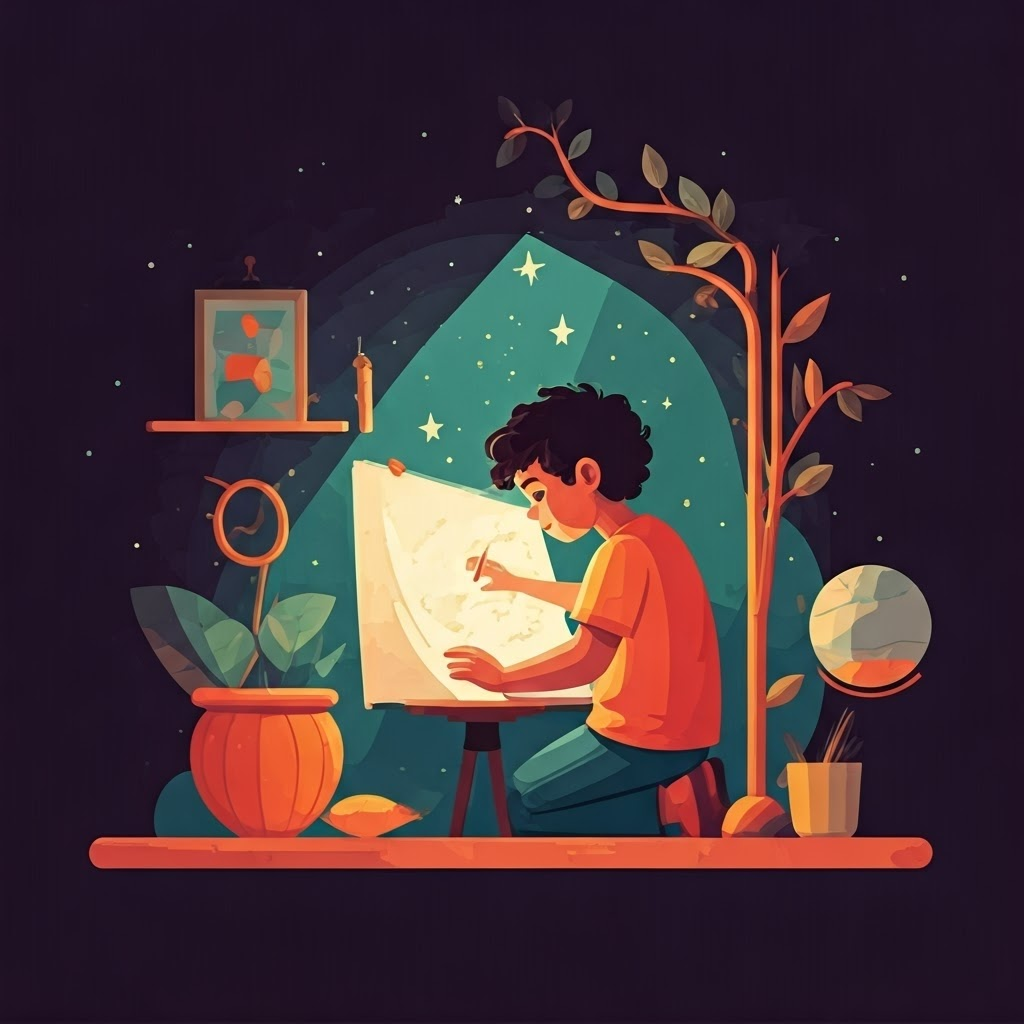 Children reading magical stories